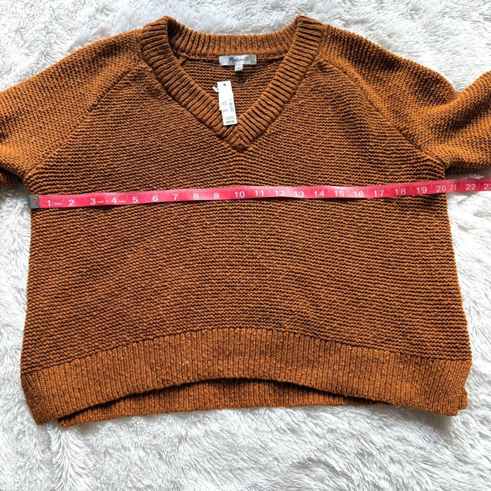 NWT Madewell Small Hemlock V-Neck Pullover Sweater in Golden Pecan - Picture 6 of 9